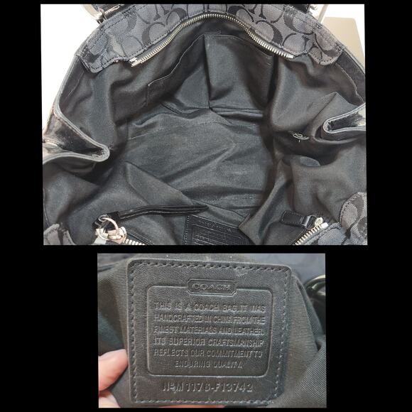 Coach Matching Purse Set of 3 Handbag Wallets Black Canvas Patent Leather - Picture 8 of 13